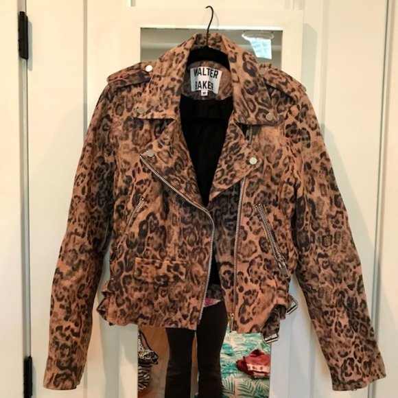 Walter Baker Francis Leopard Print Moto Jacket - Picture 4 of 8